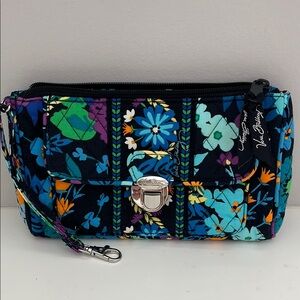 Vera Bradley Floral Wristlet - Black and Blue